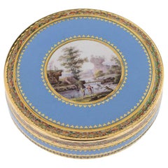 Antique Swiss 18-Karat Gold & Hand Painted Enamel Bonbonniere Box, circa 1800