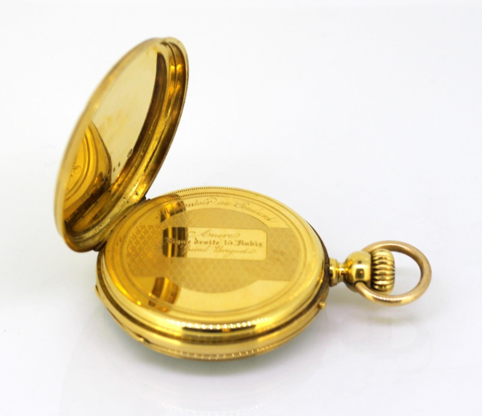 Antique Swiss 18 Karat Yellow Gold Pocket Watch by Amore Spiral Breguet, 1920s 4