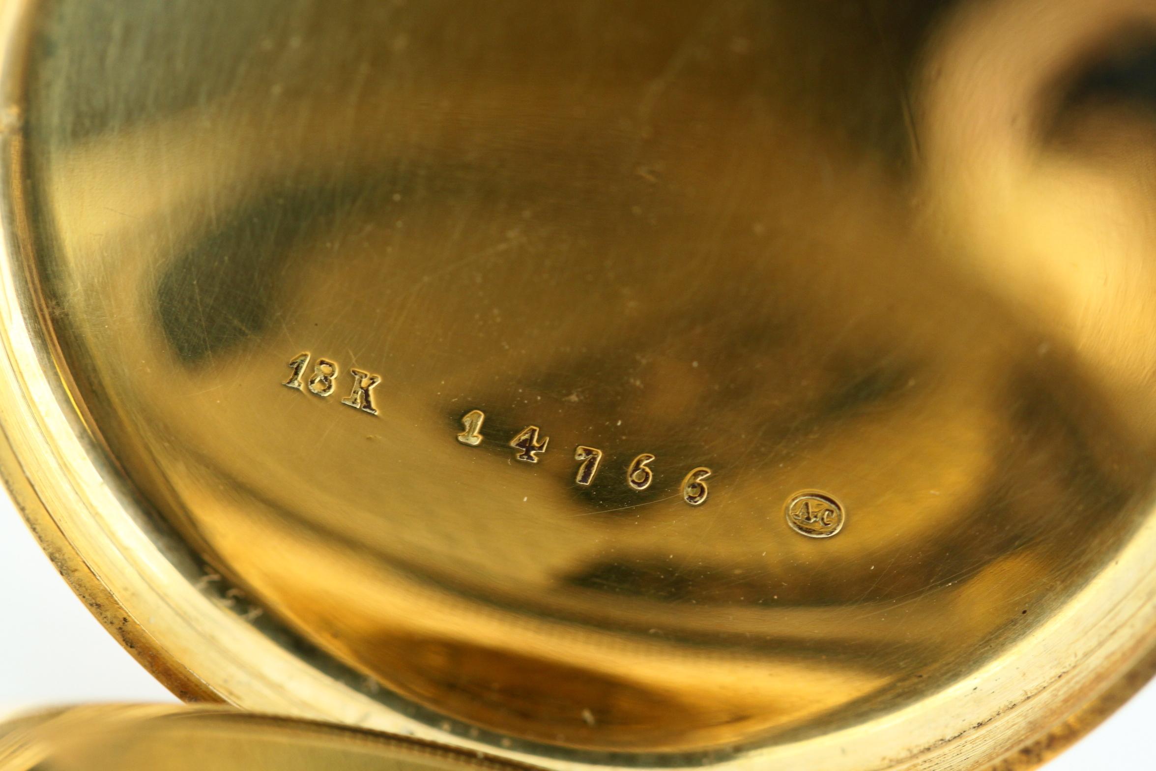 Antique Swiss 18 Karat Yellow Gold Pocket Watch by Amore Spiral Breguet, 1920s 5