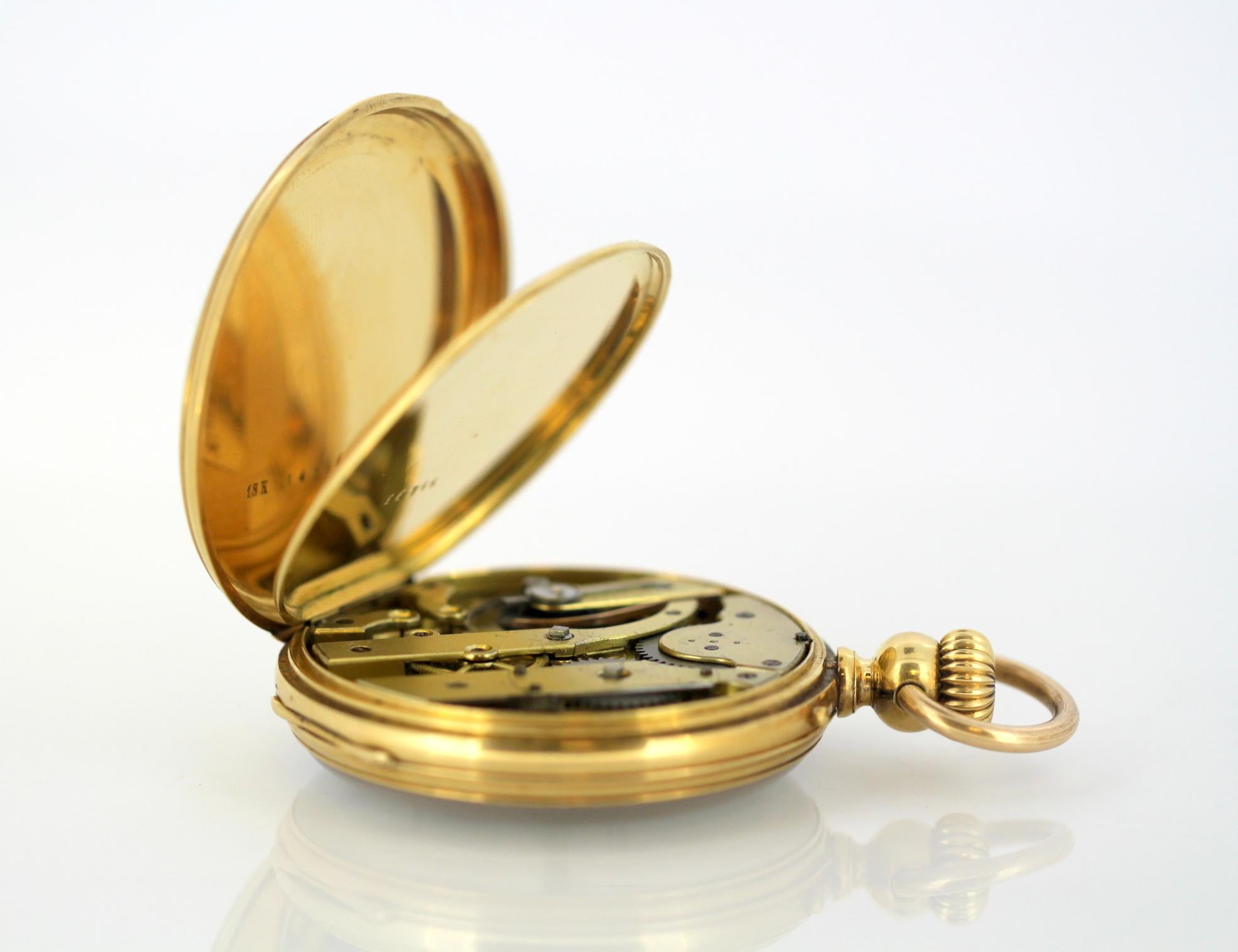 Antique Swiss 18 Karat Yellow Gold Pocket Watch by Amore Spiral Breguet, 1920s 9