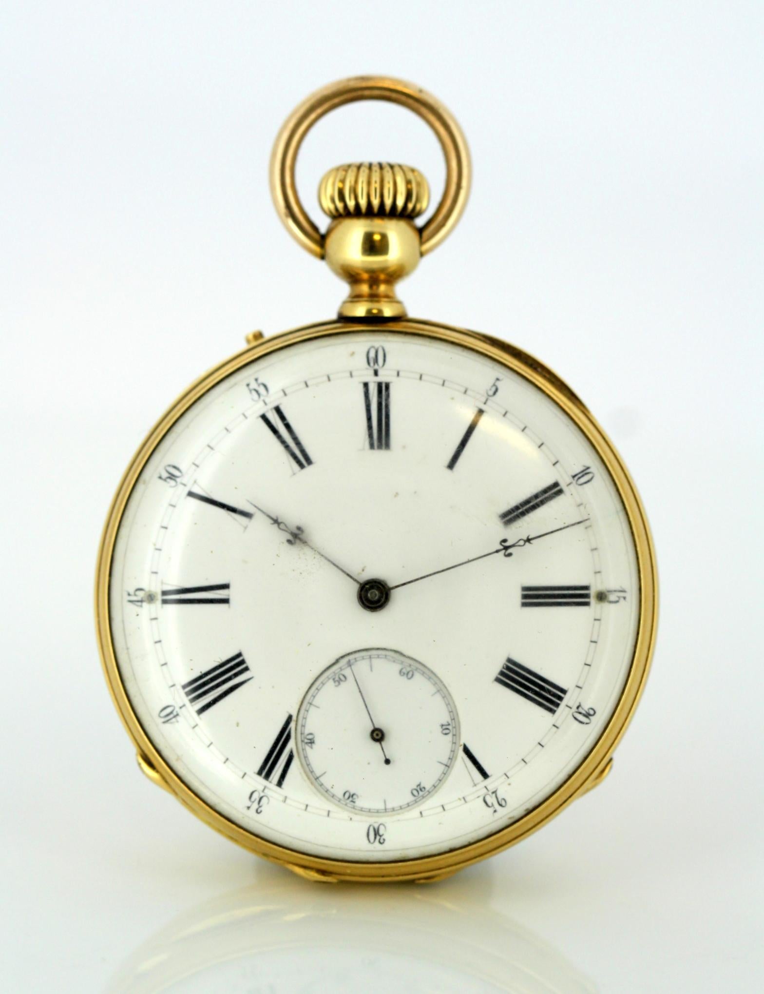 Antique Swiss 18 Karat Yellow Gold Pocket Watch by Amore Spiral Breguet, 1920s 2