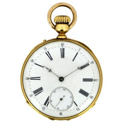 Antique Swiss 18 Karat Yellow Gold Pocket Watch by Amore Spiral Breguet, 1920s