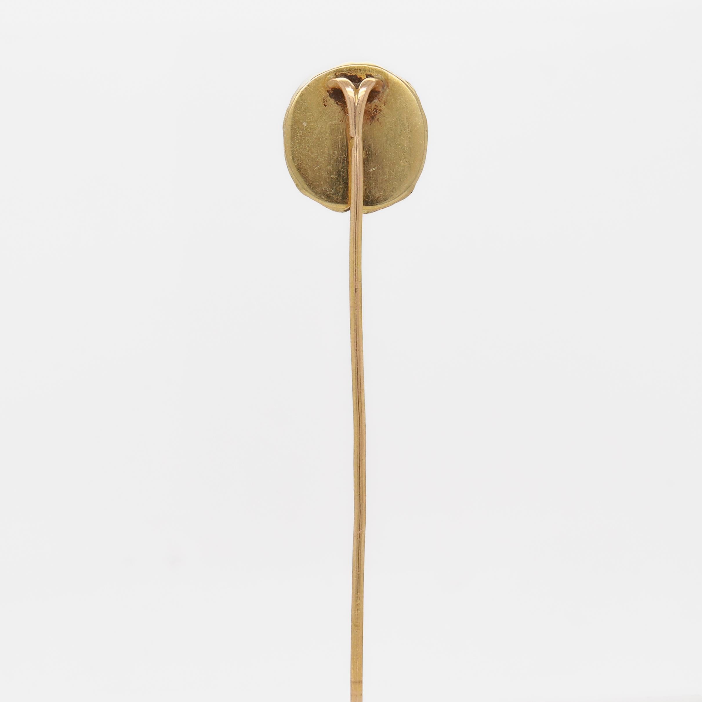 Antique Swiss 18K Gold Stickpin with Head of a Man For Sale 1