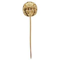 Antike Schweizer 18K Gold Anstecknadel mit Kopf eines Mannes
