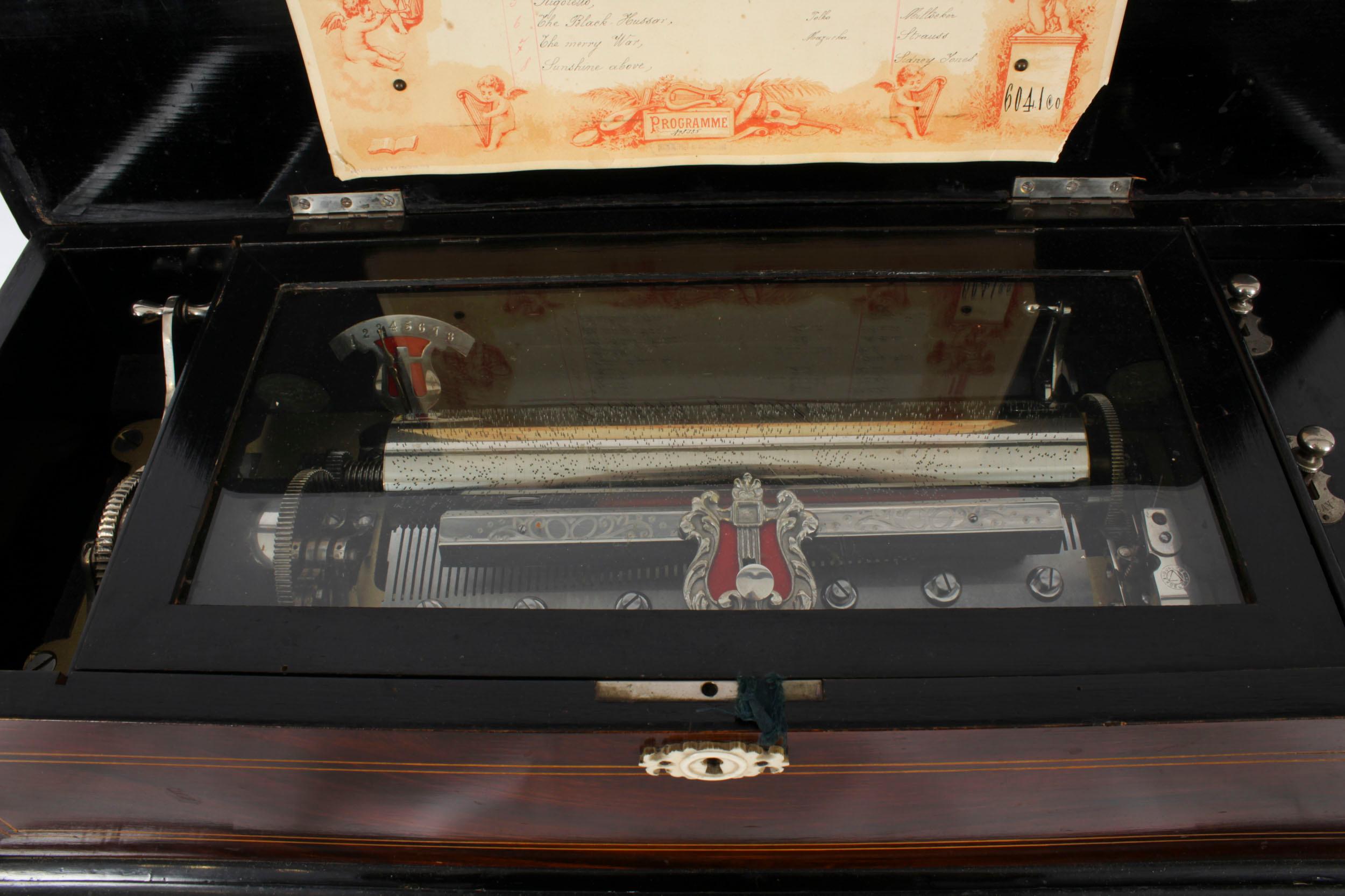 Antique Swiss 8 Air Gonçalo Alves Musical Box 19th Century For Sale 3