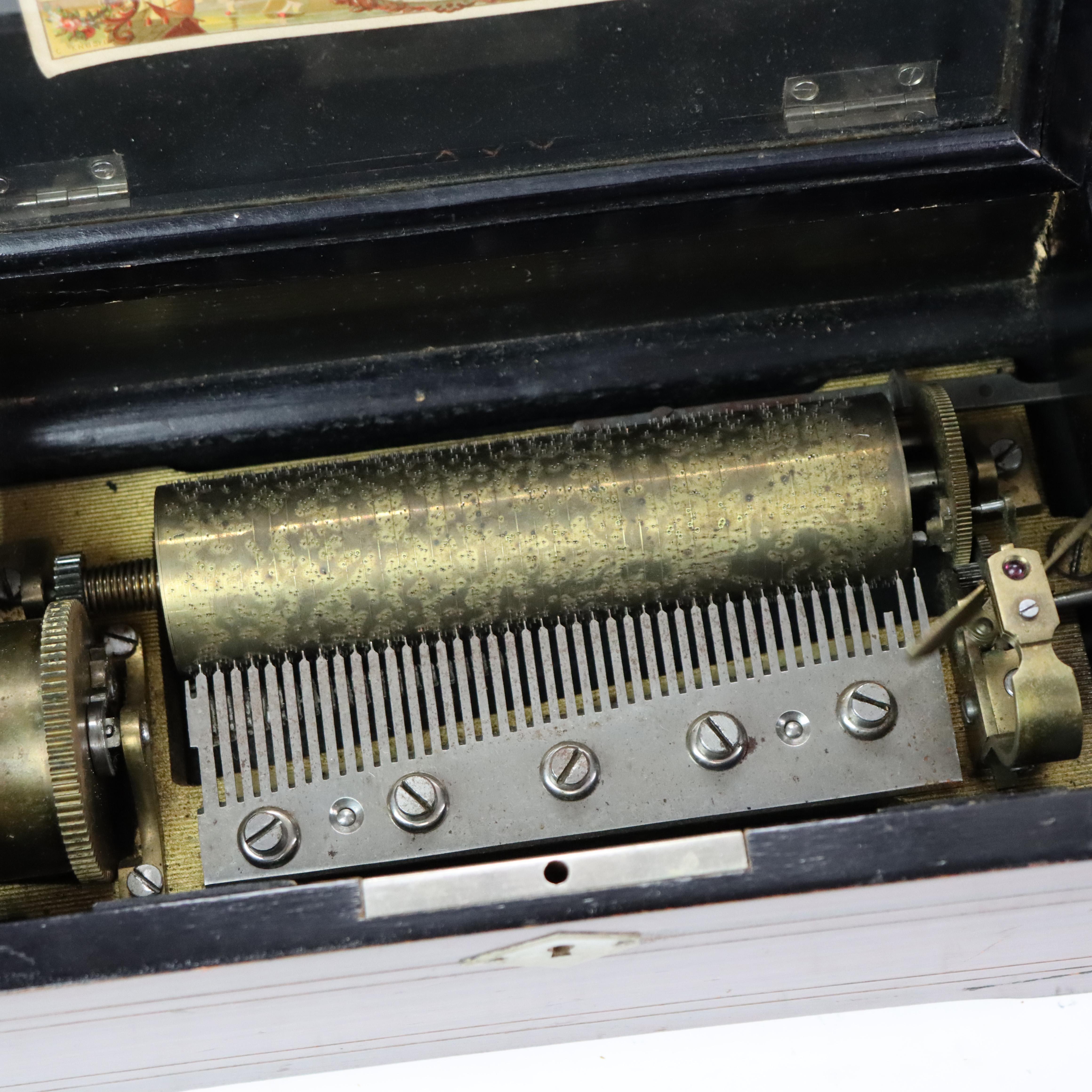 Antique boîte à musique suisse à 8 tiges cylindriques C1890 en vente 8