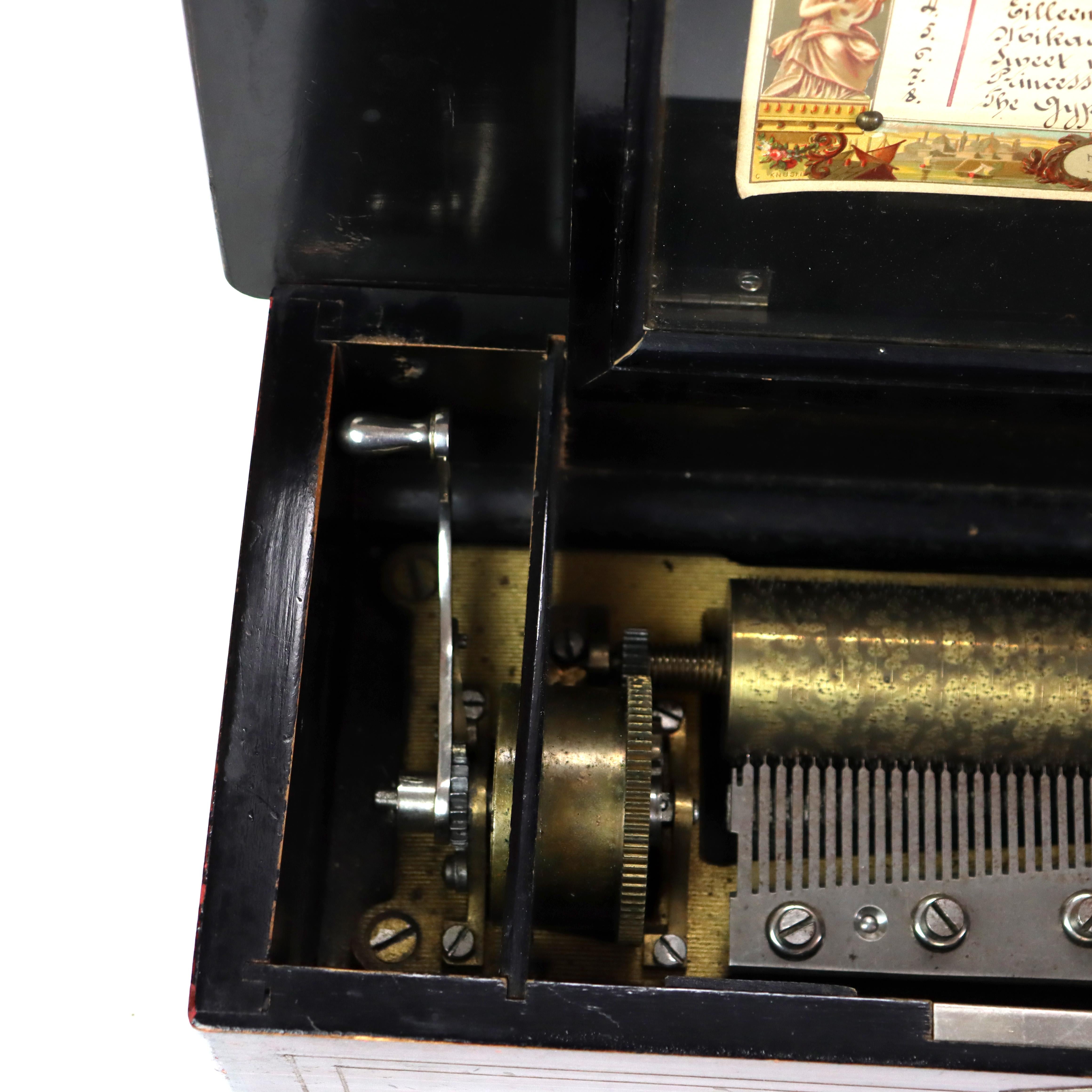 Antique boîte à musique suisse à 8 tiges cylindriques C1890 en vente 9