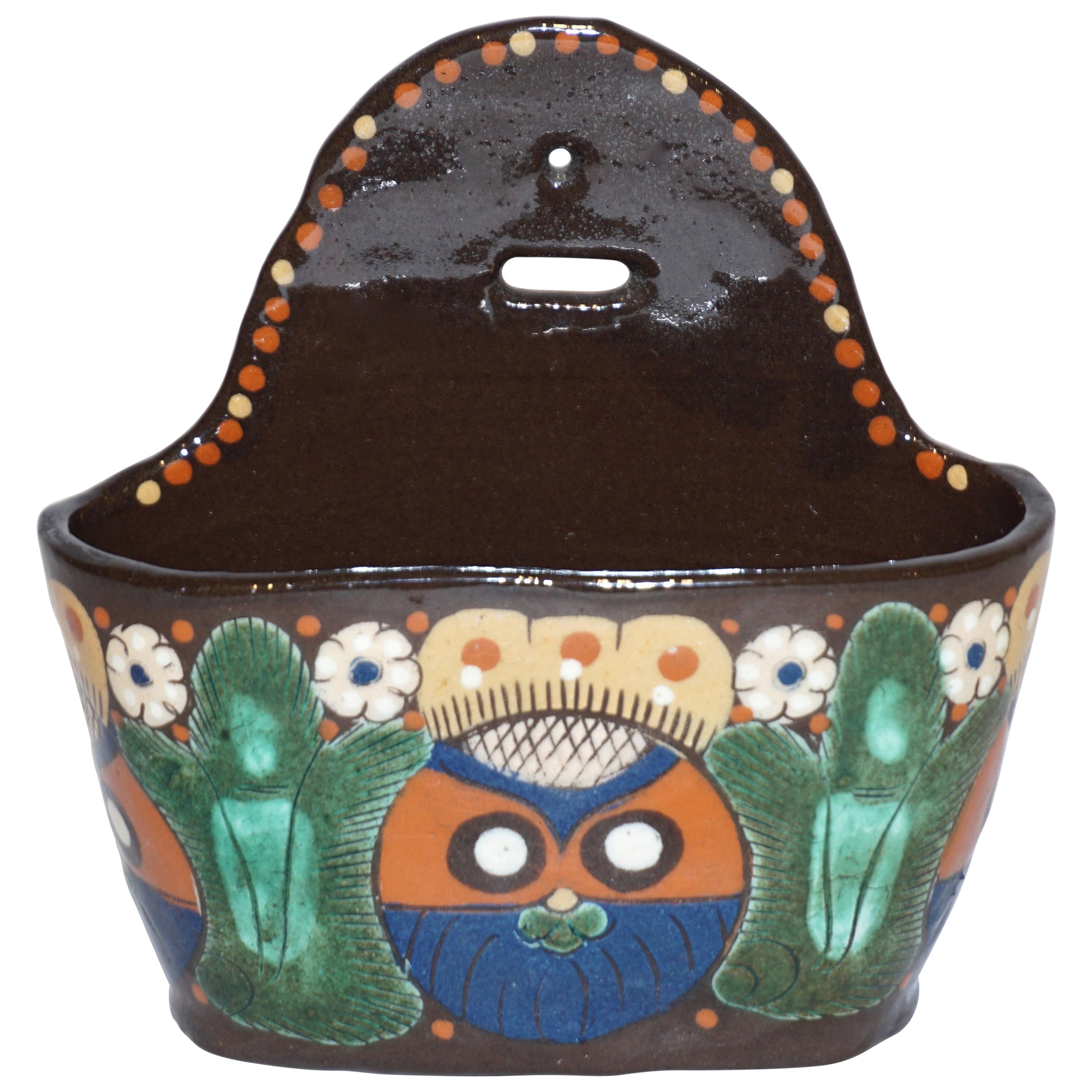 Porte-notes/attaches antique suisse Arts & Crafts Brown Green Blue Thoune Majolica en vente