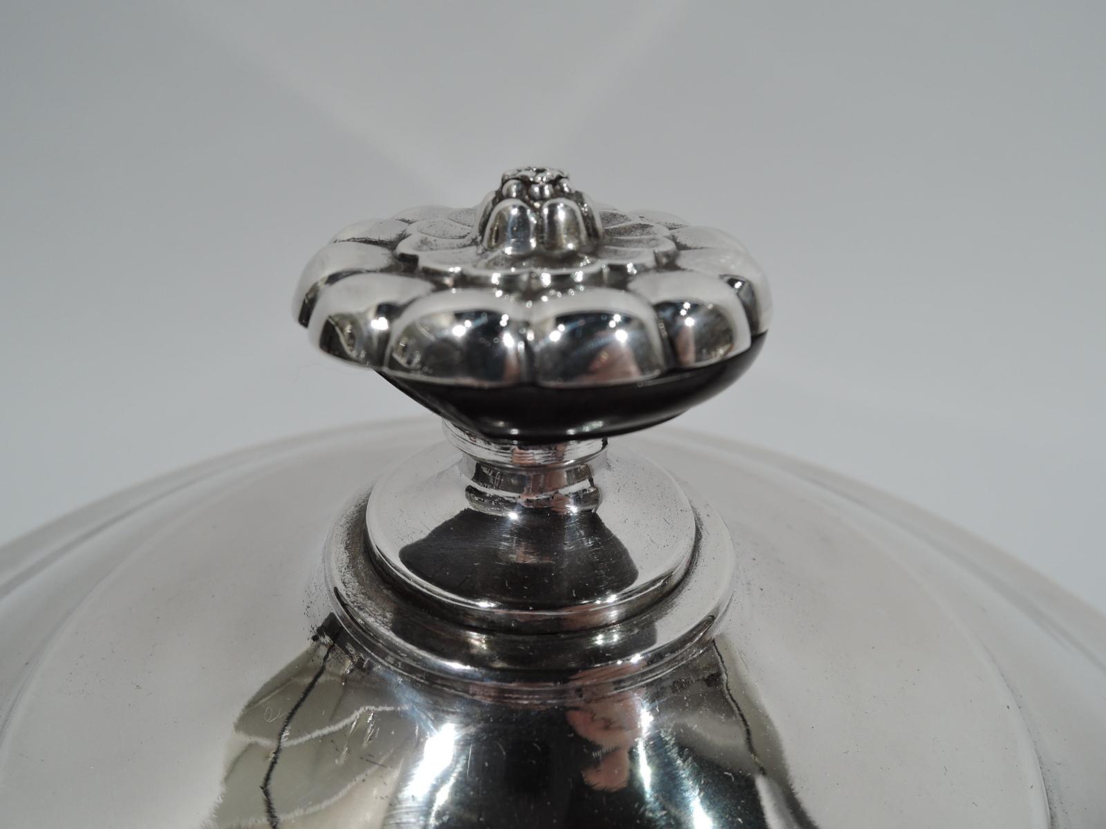 Antique Swiss Biedermeier Silver Covered Chafing Dish For Sale 1