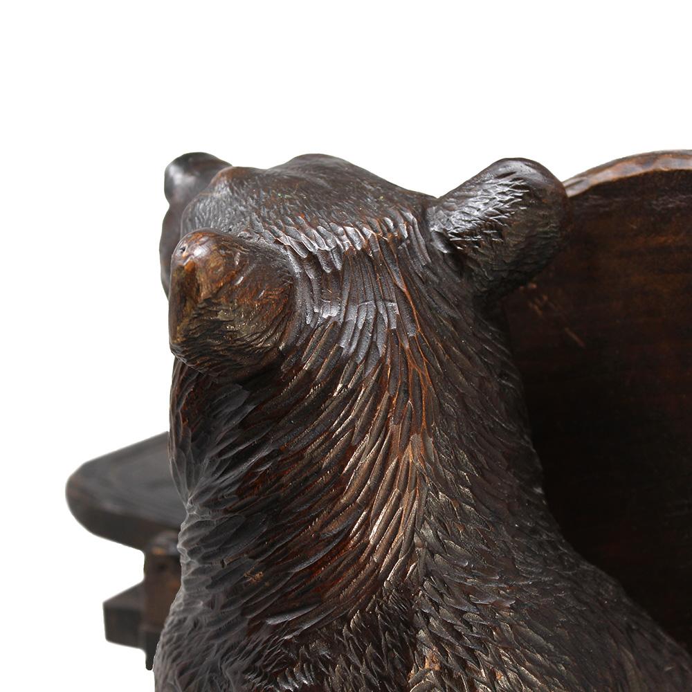 Antique Swiss Black Forest Carved Bear Musical Childs Chair For Sale 4