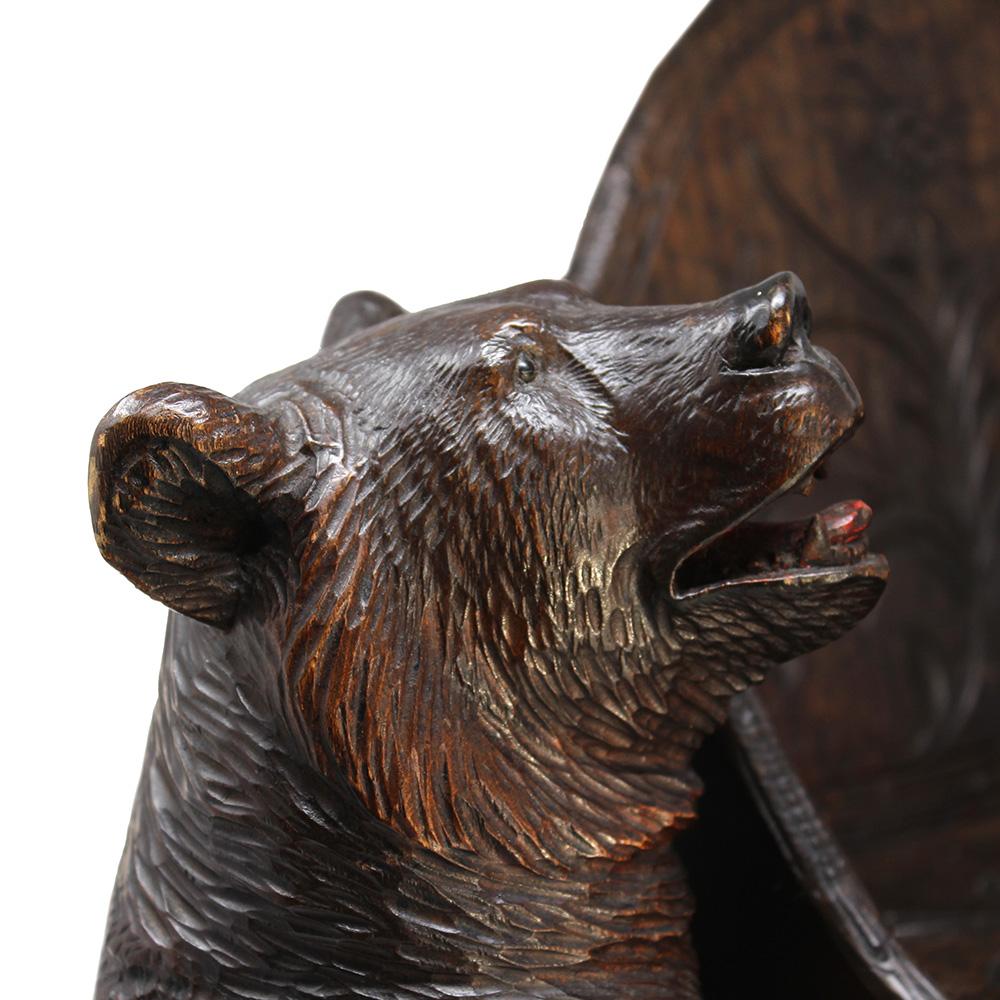 Antique Swiss Black Forest Carved Bear Musical Childs Chair For Sale 7