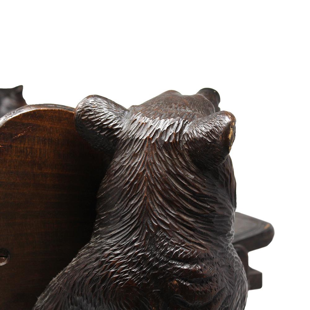 Antique Swiss Black Forest Carved Bear Musical Childs Chair For Sale 8