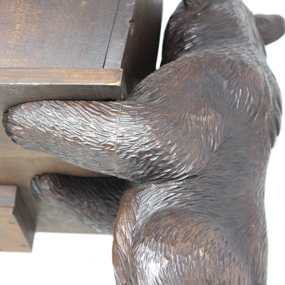 Antique Swiss Black Forest Carved Bear Musical Childs Chair For Sale 9