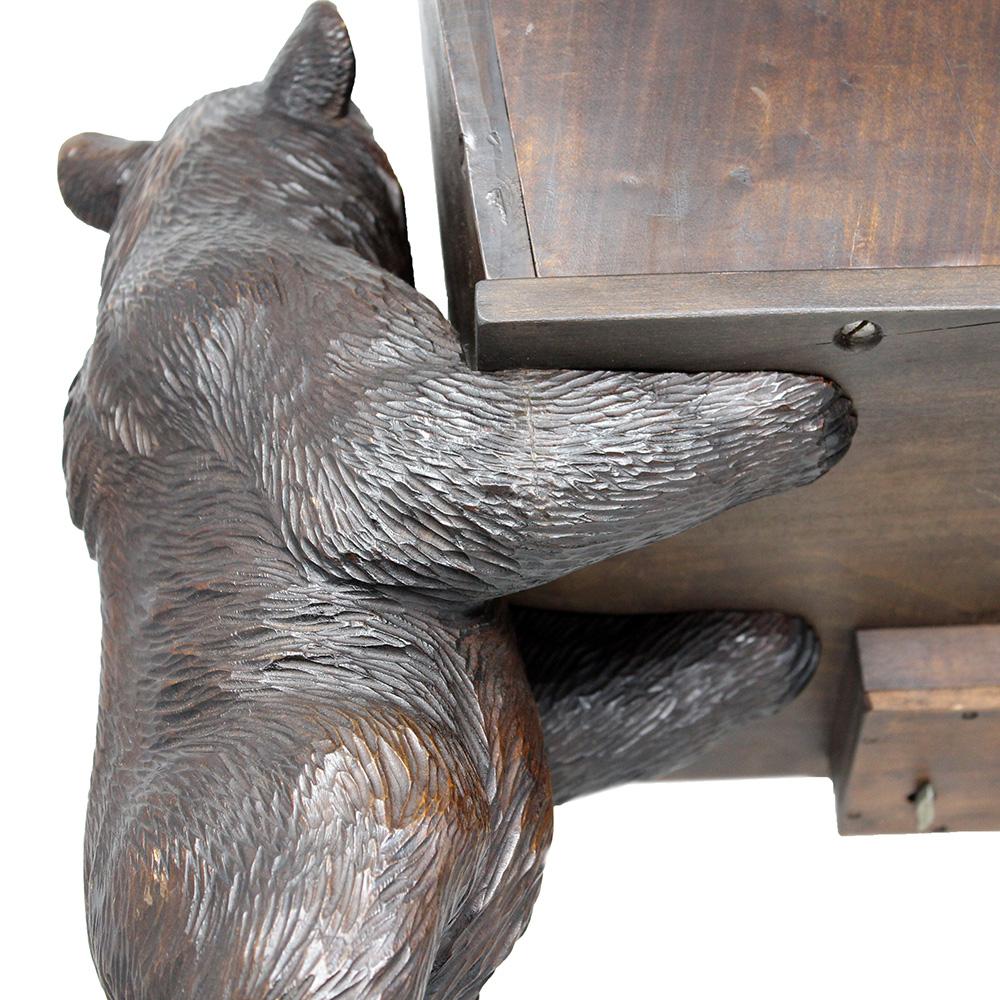 Antique Swiss Black Forest Carved Bear Musical Childs Chair For Sale 10