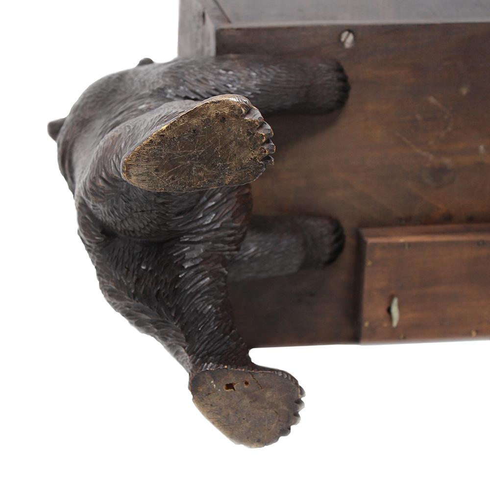 Antique Swiss Black Forest Carved Bear Musical Childs Chair For Sale 12