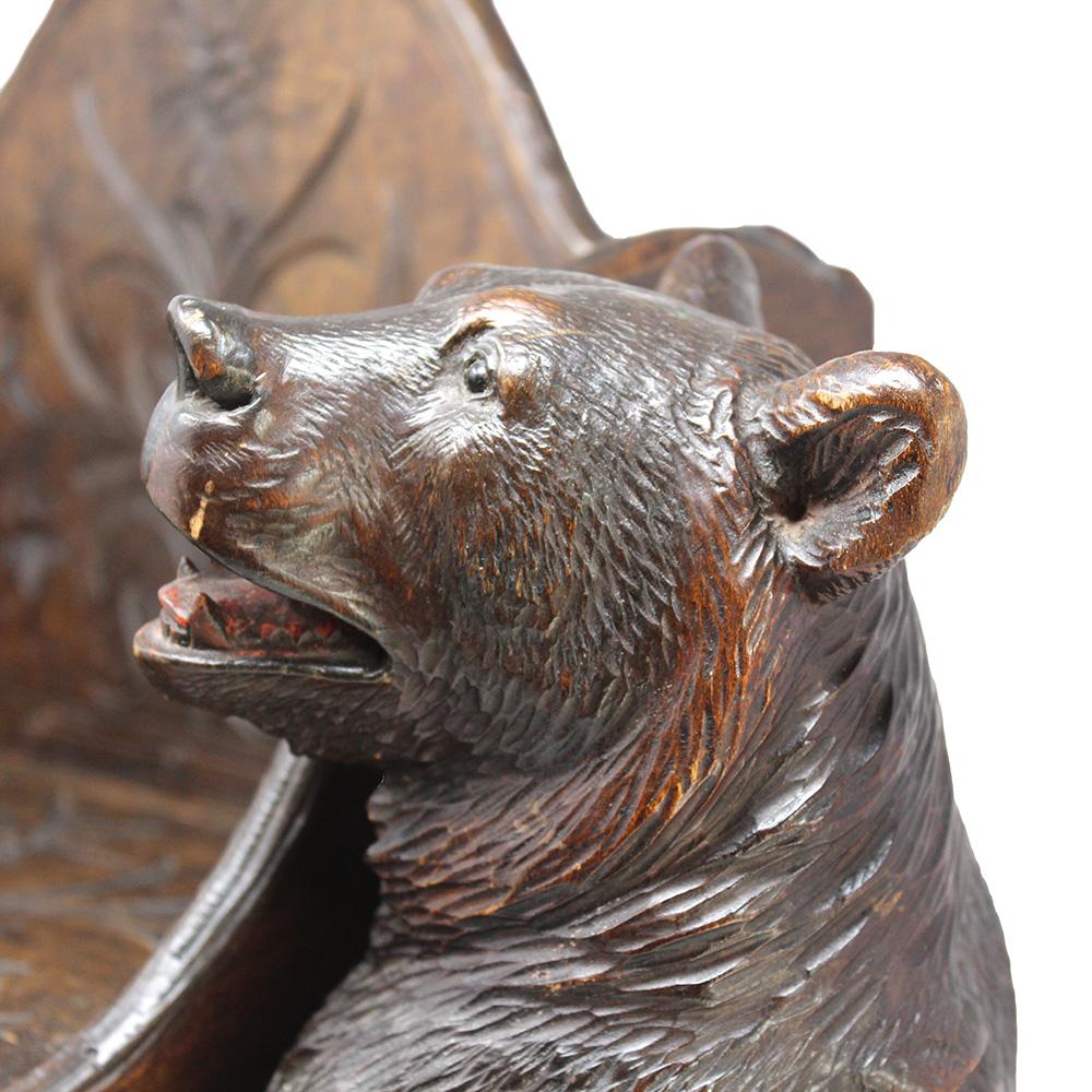 Antique Swiss Black Forest Carved Bear Musical Childs Chair For Sale 3