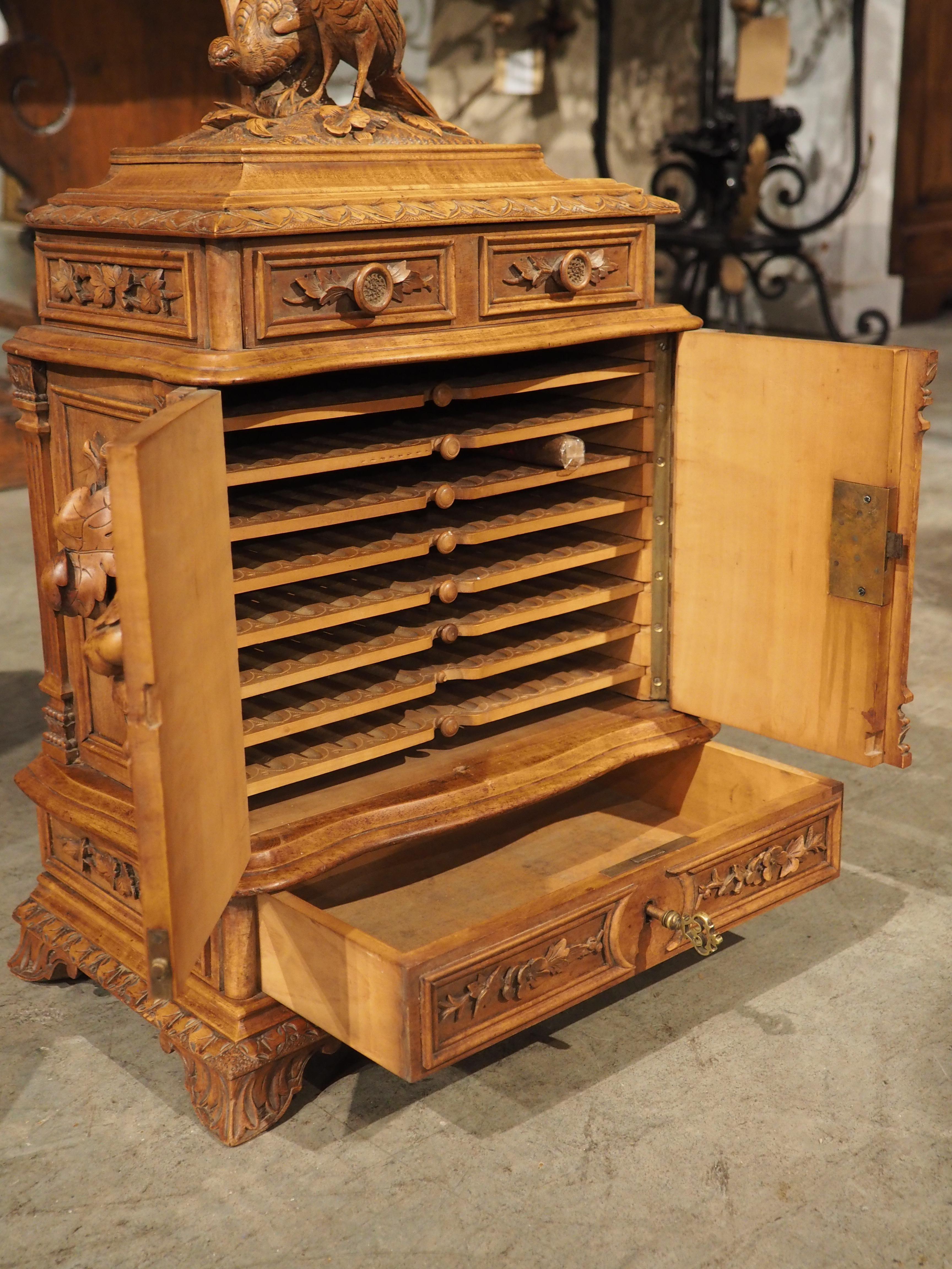 Antique Swiss Black Forest Carved Cigar Chest, Circa 1890 4