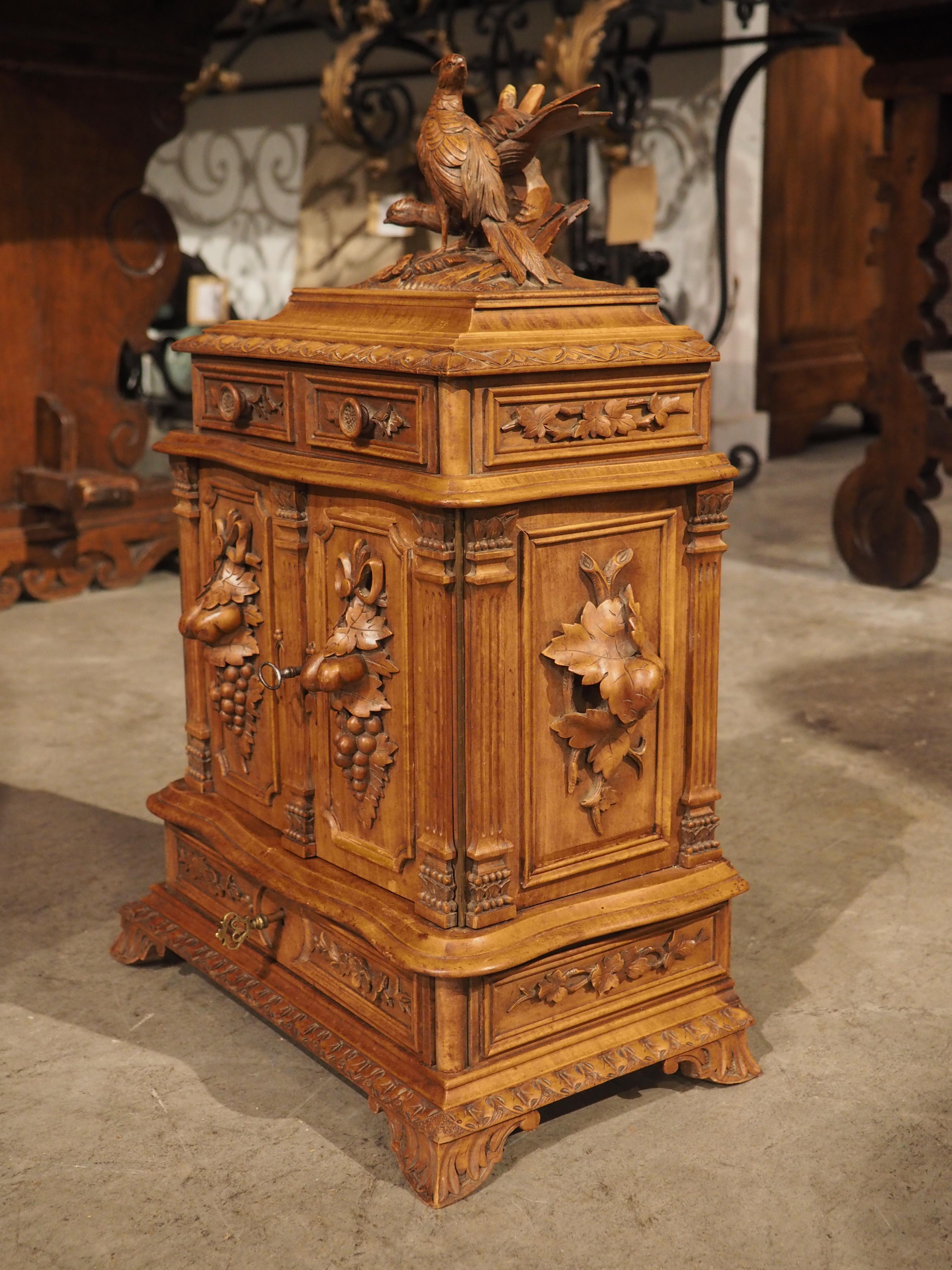 Antique Swiss Black Forest Carved Cigar Chest, Circa 1890 5