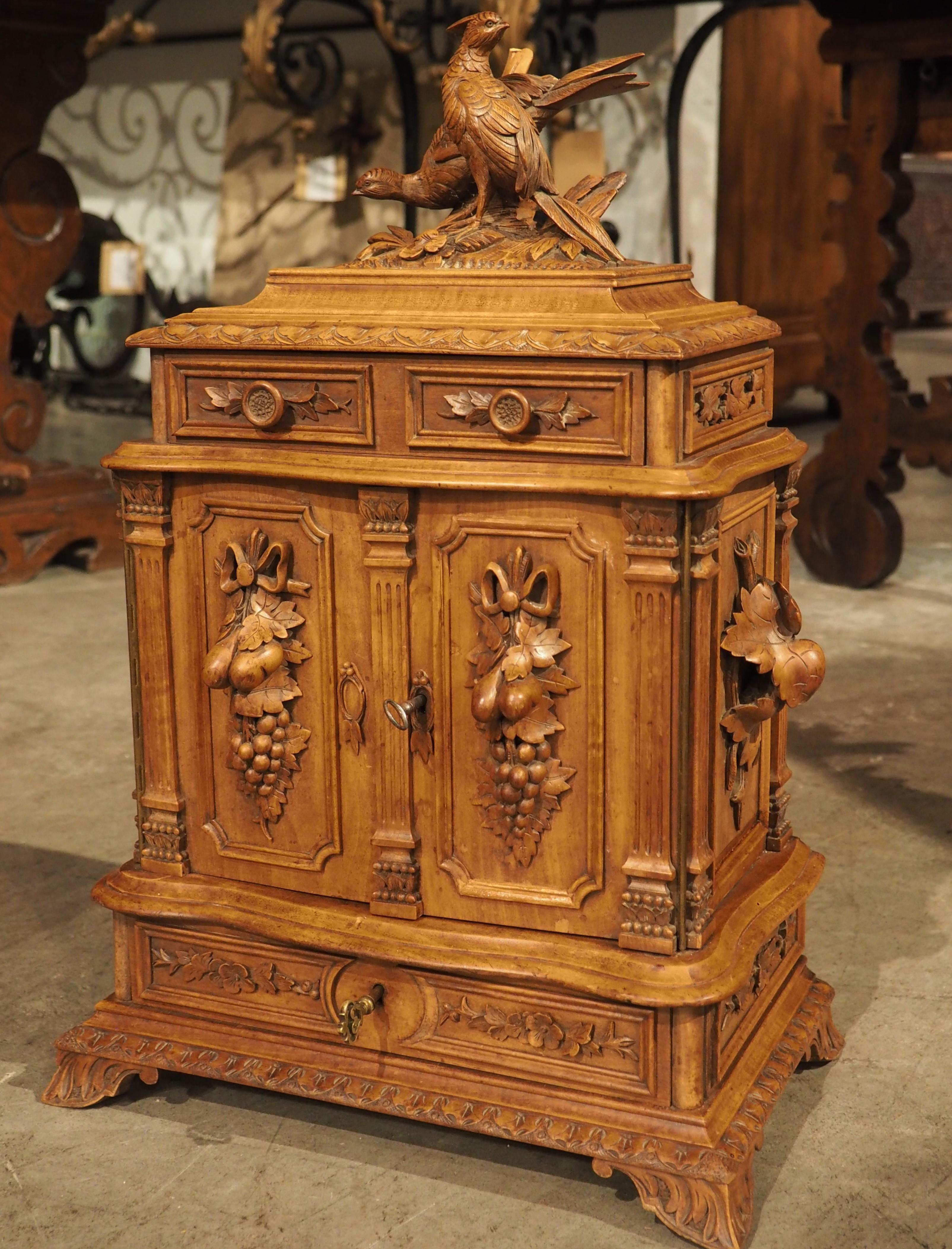 Antique Swiss Black Forest Carved Cigar Chest, Circa 1890 10