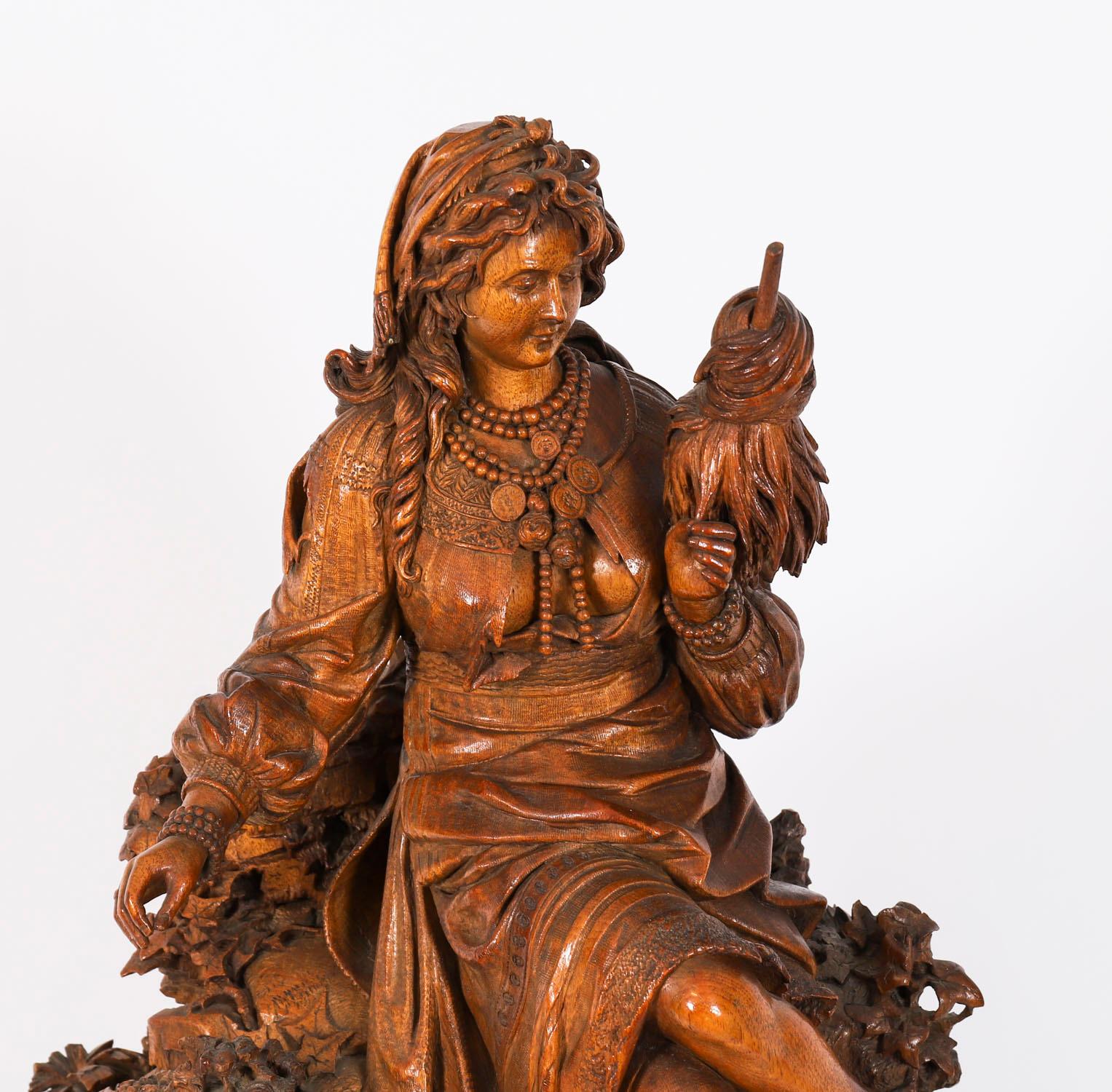 Antique Swiss 'Black Forest' Carved Linden Wood Clock 19th Century For Sale 13