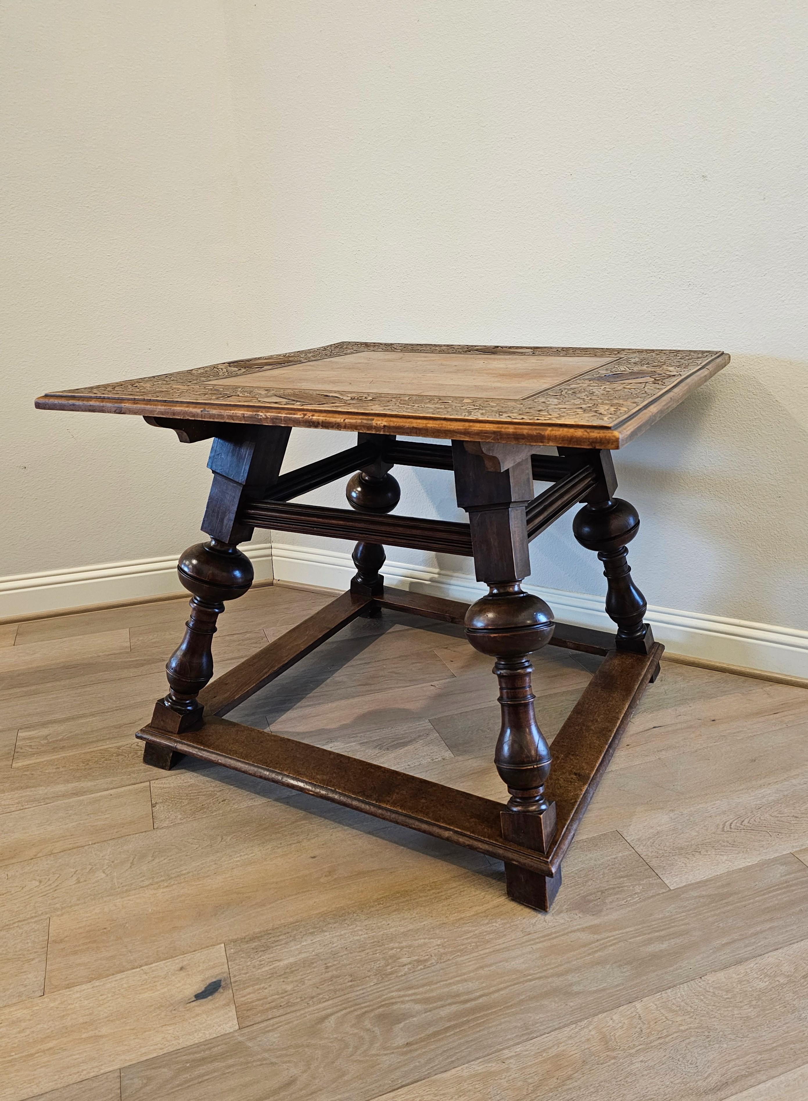 Antique Swiss Black Forest Carved Walnut Table  For Sale 13