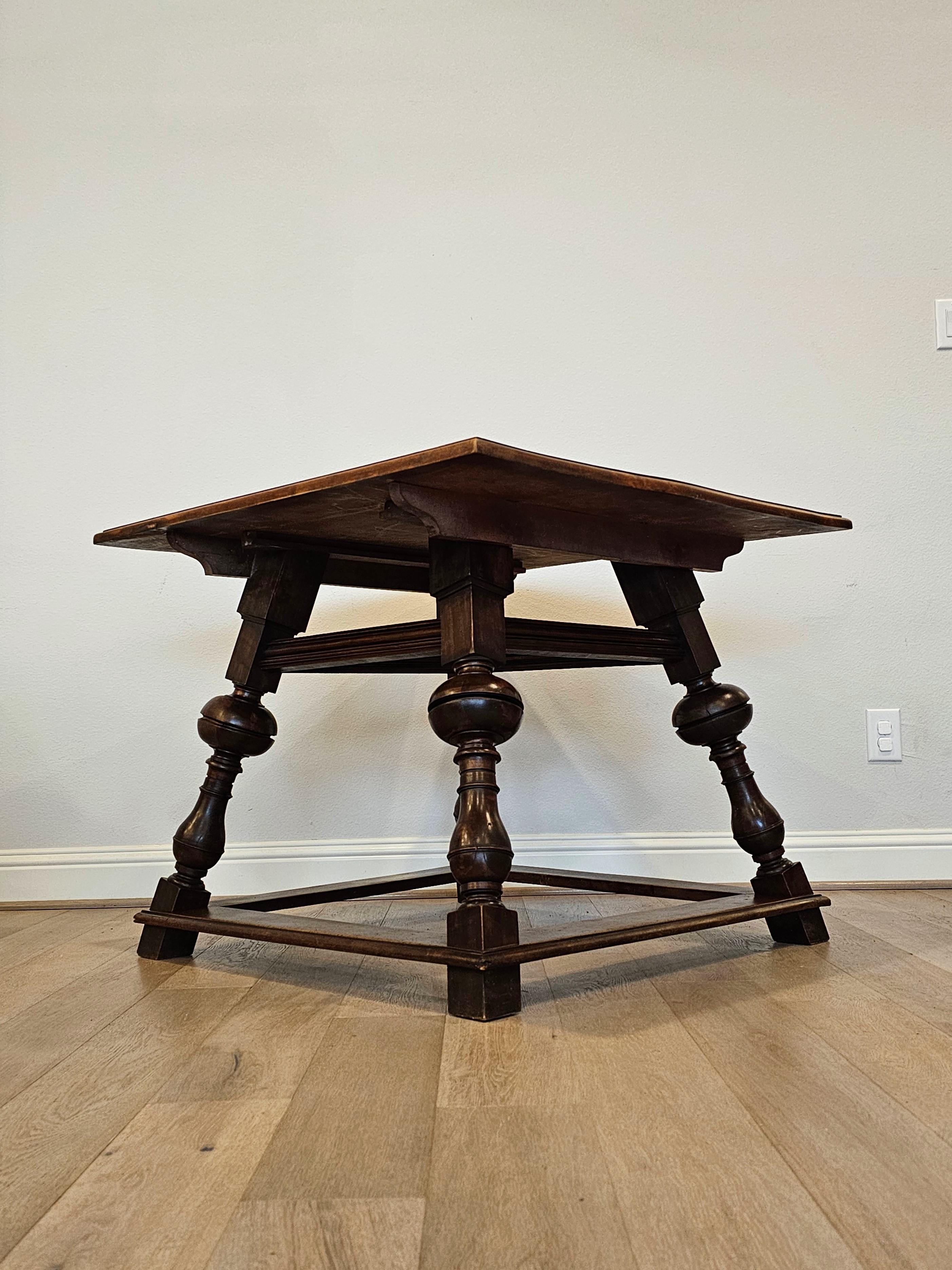 Antique Swiss Black Forest Carved Walnut Table  For Sale 3