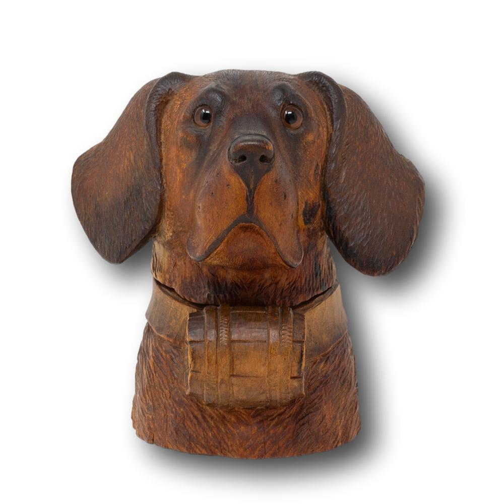 Antique Swiss Black Forest Dog Inkwell Pen Store In Good Condition In Newark, England