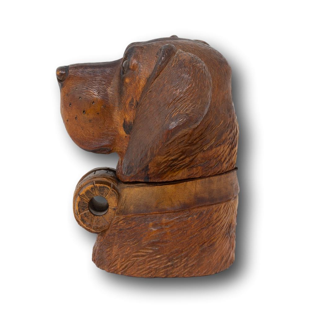 Wood Antique Swiss Black Forest Dog Inkwell Pen Store