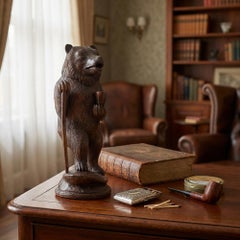 Antique Swiss Black Forest Walking Bear Tobacco Jar Circa 1880