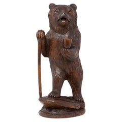 Antique Swiss Black Forest Walking Bear Tobacco Jar Circa 1880
