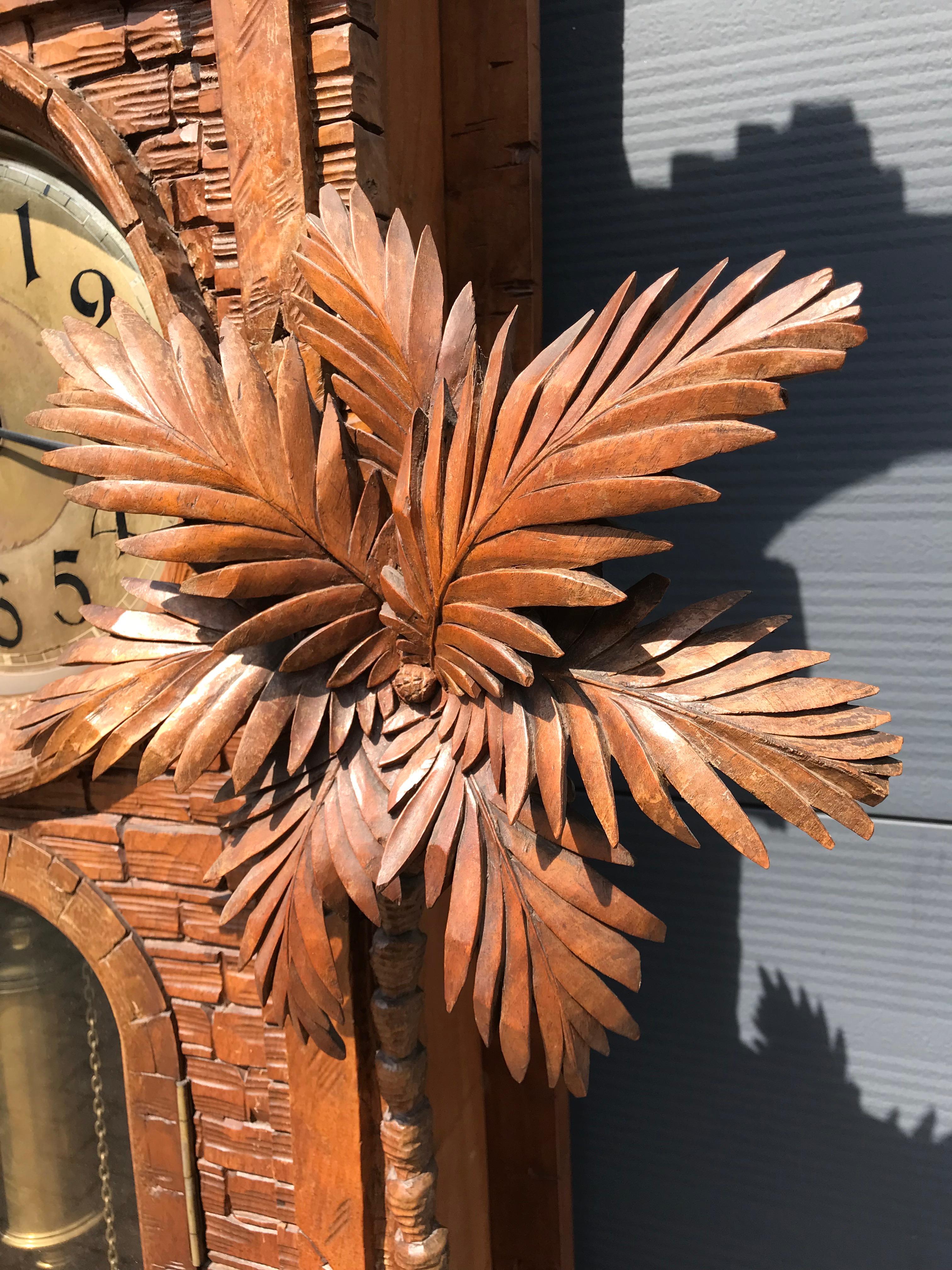 Nutwood Amazing Swiss Black Forest Walnut Ancient Ruïn, Palm Trees Grandfather Clock    