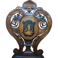 Antique Swiss Carved Black Forest Hunter's Chair