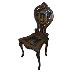 Antique Swiss Carved Black Forest Hunter's Chair