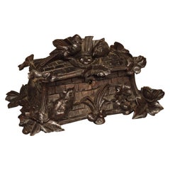 Antique Swiss Carved Black Forest Table Box