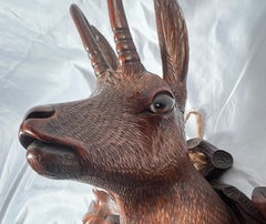 Antique Swiss Carved Walnut "Black Forest" Hat Rack circa 1880