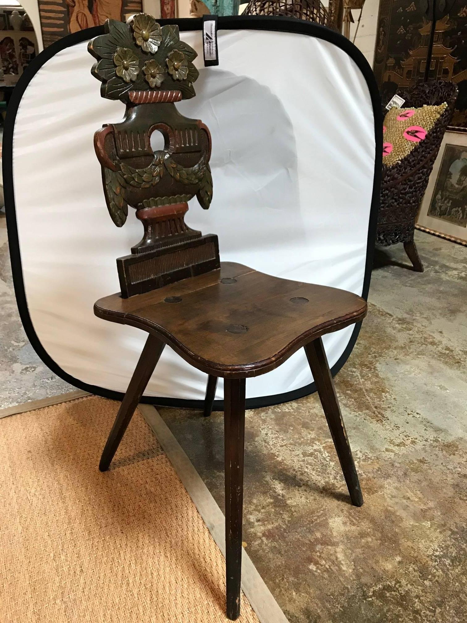 Side chair with antique joinery and old world carving

Three chairs available.

   