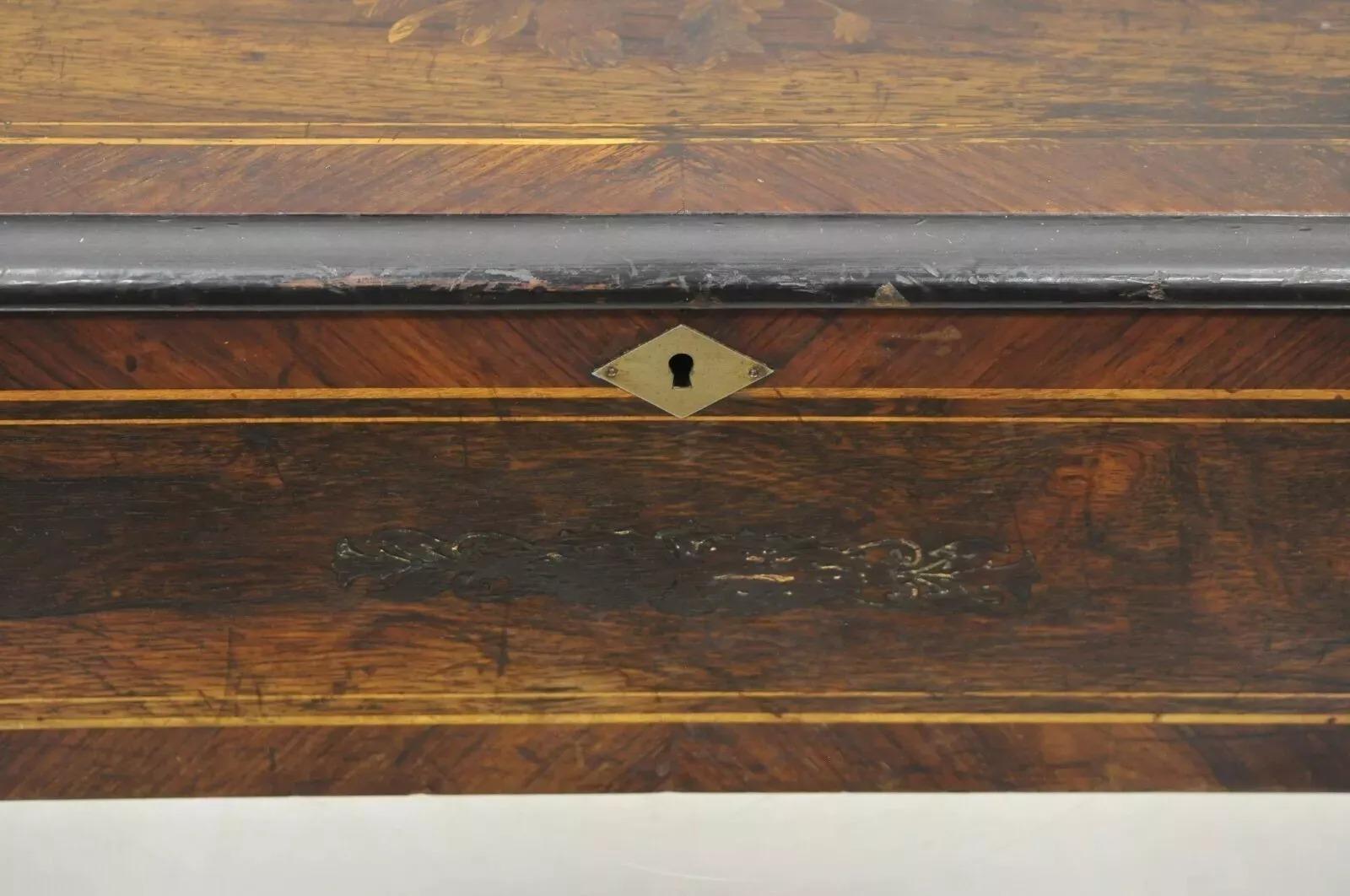 Caja de música de cilindro con incrustaciones de marquetería continental suiza antigua de A.V. Bornard en Bueno estado para la venta en Philadelphia, PA