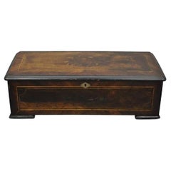 Antique Swiss Continental Marquetry Inlay Cylinder Music Box by A.V. Bornard