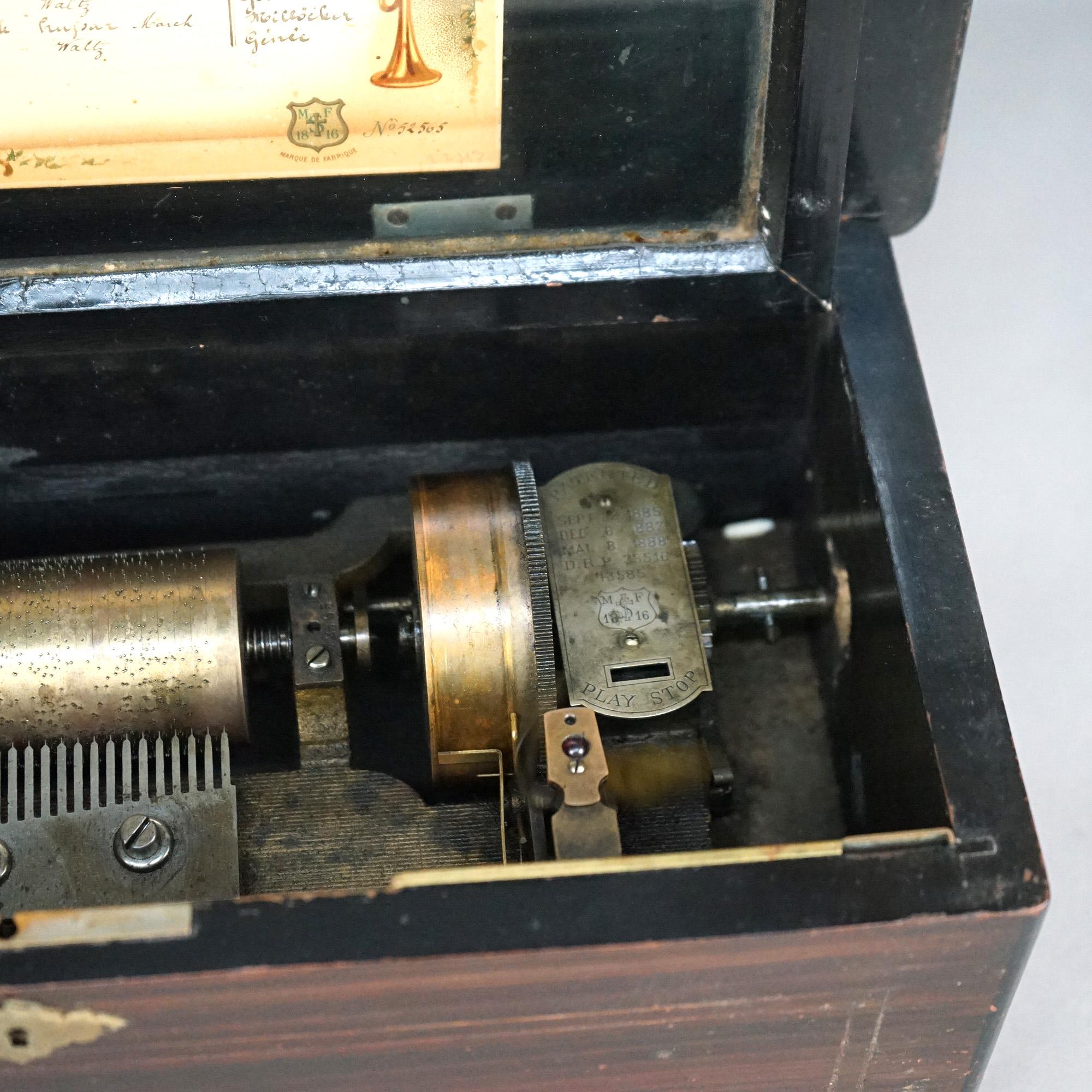 Antique Swiss Cylinder Table Top Eight-Tune Music Box C1900 7