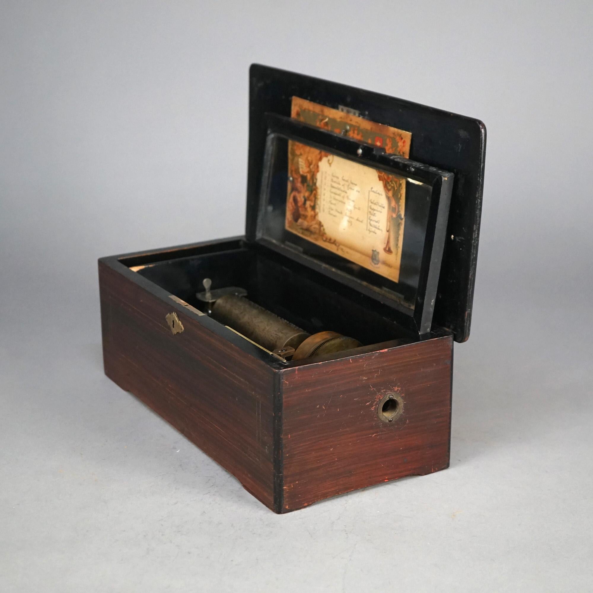 Antique Swiss Cylinder Table Top Eight-Tune Music Box C1900 8