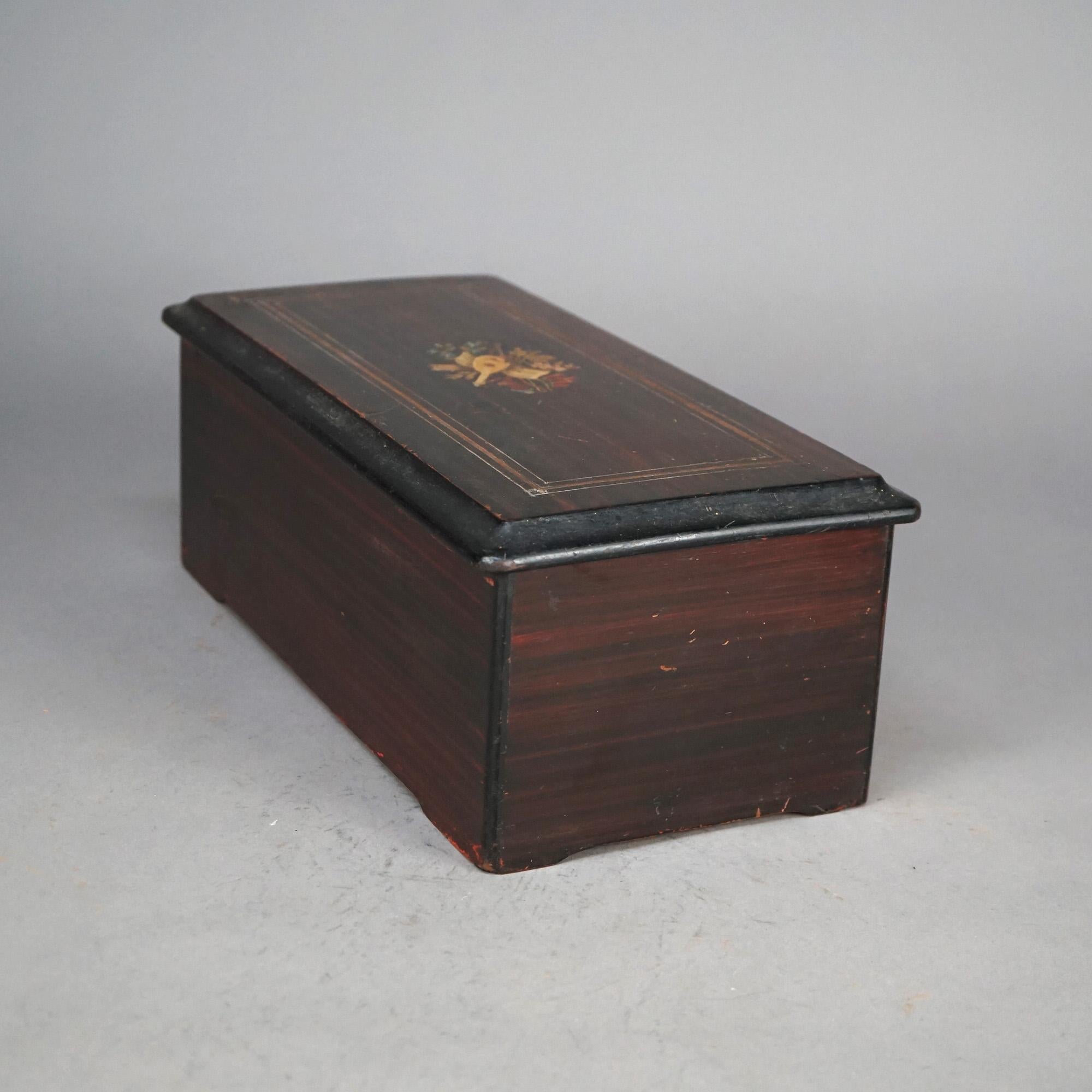 Antique Swiss Cylinder Table Top Eight-Tune Music Box C1900 10