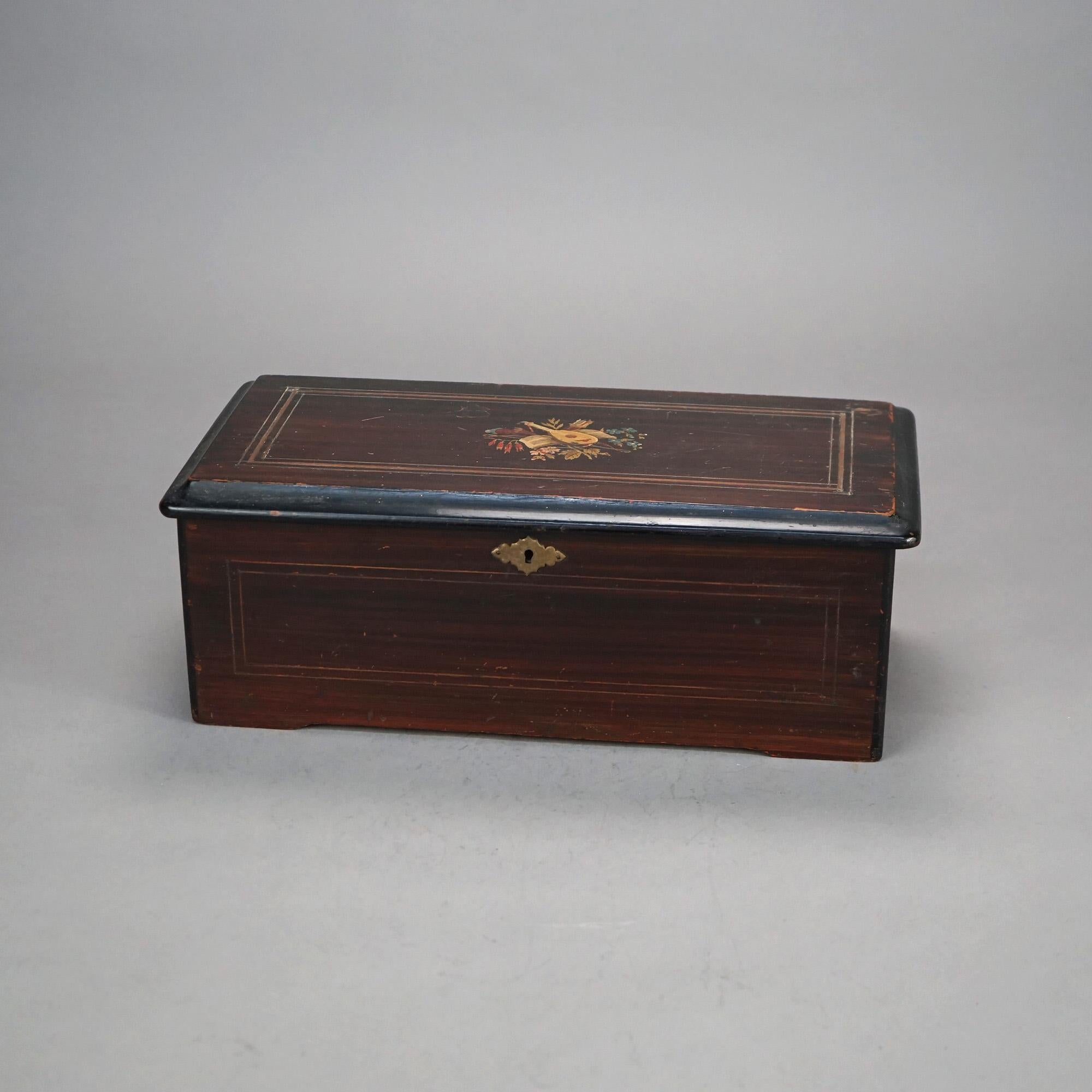 Antique Swiss Cylinder Table Top Eight-Tune Music Box C1900 In Good Condition In Big Flats, NY
