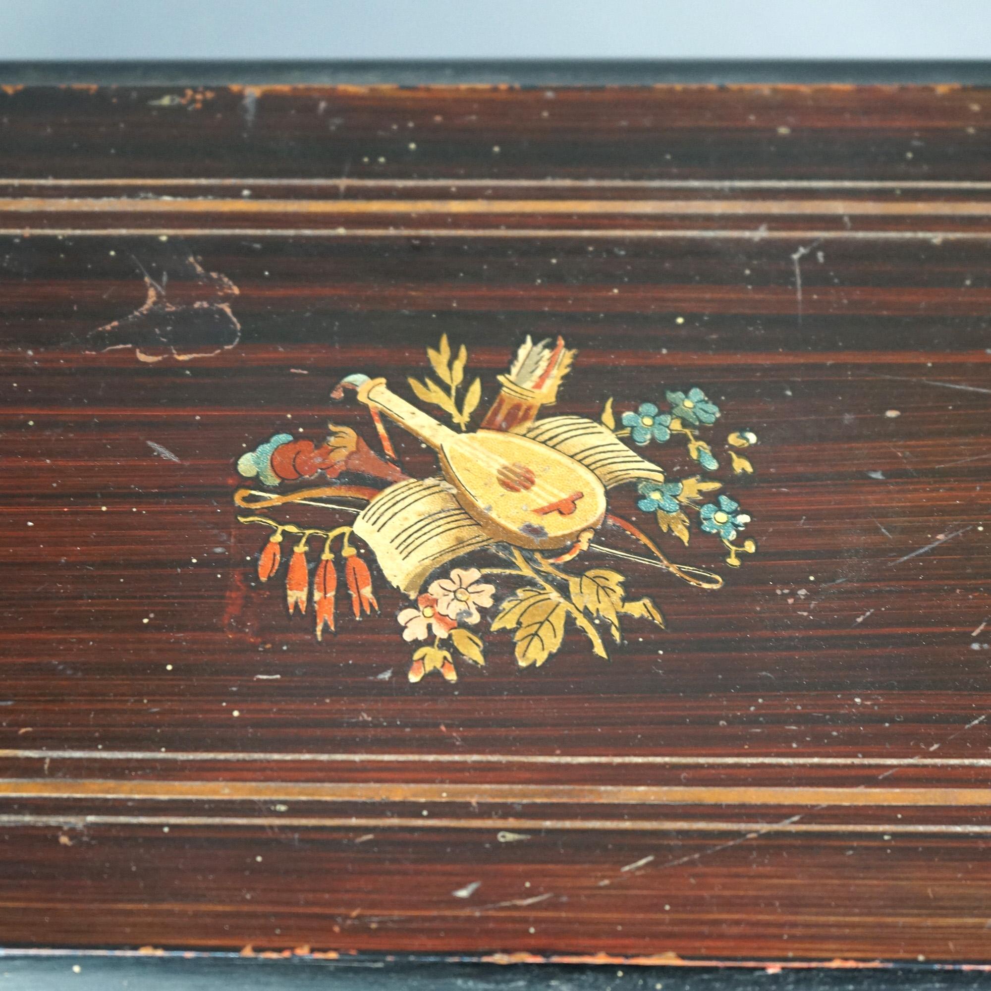 Wood Antique Swiss Cylinder Table Top Eight-Tune Music Box C1900
