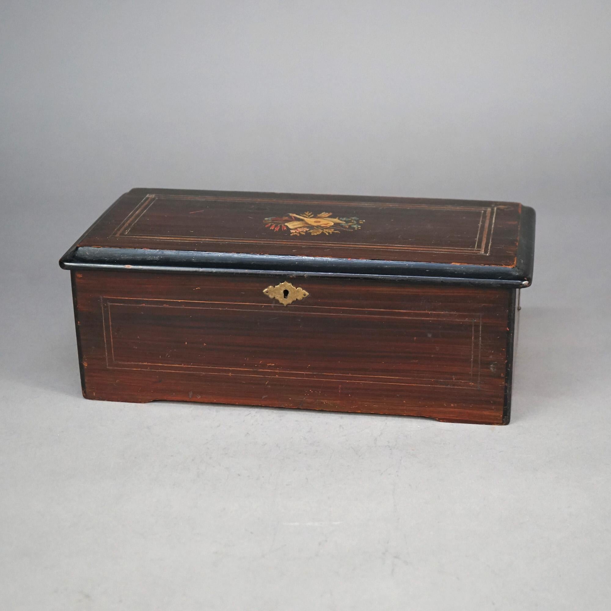 Antique Swiss Cylinder Table Top Eight-Tune Music Box C1900 1