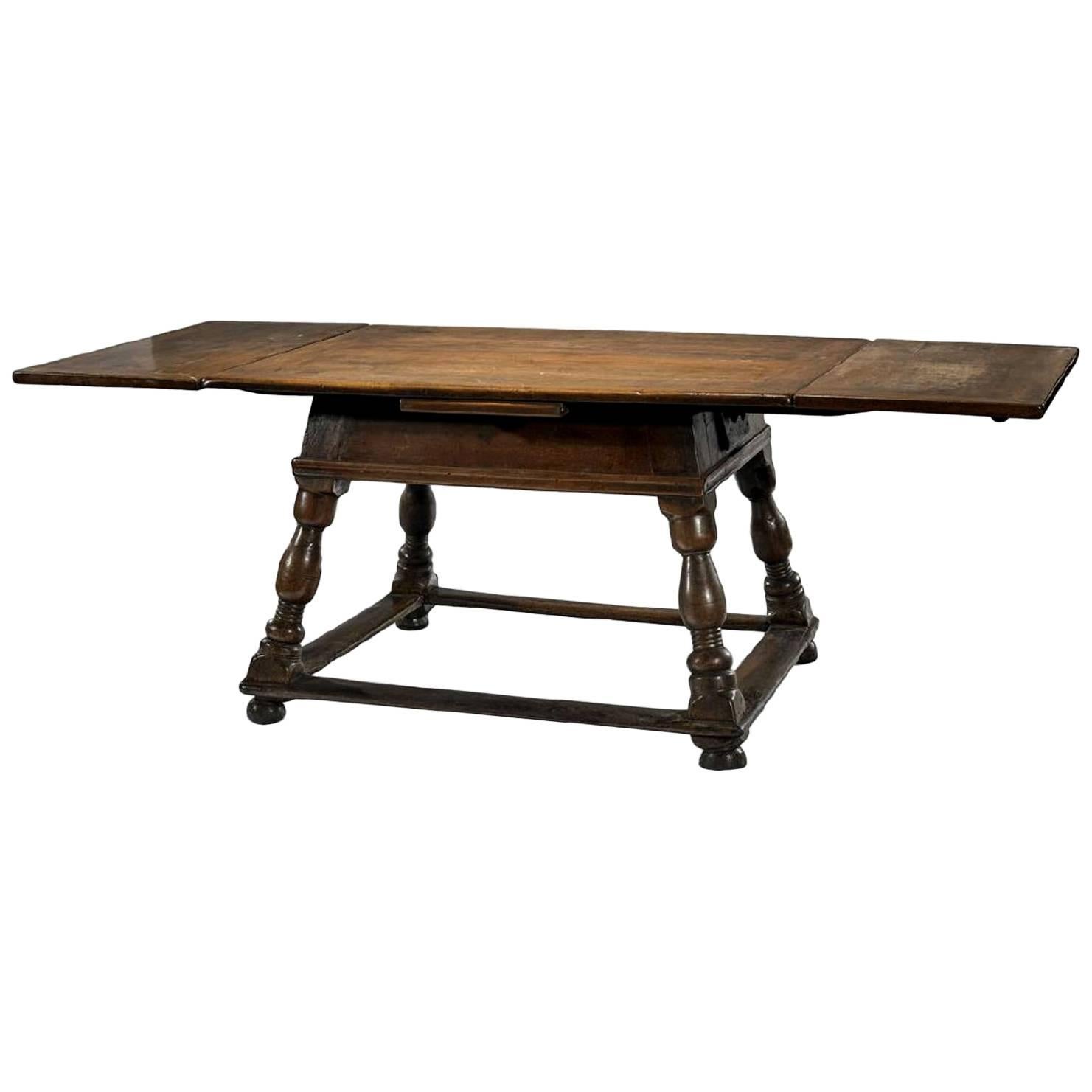 Antique Swiss Draw-Leaf Extension Table