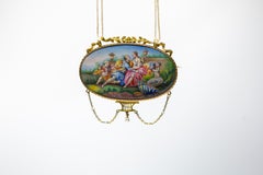 Swiss Enamel 18 Karat Gold with Pearl Bell Époque Brooch French Hallmarks