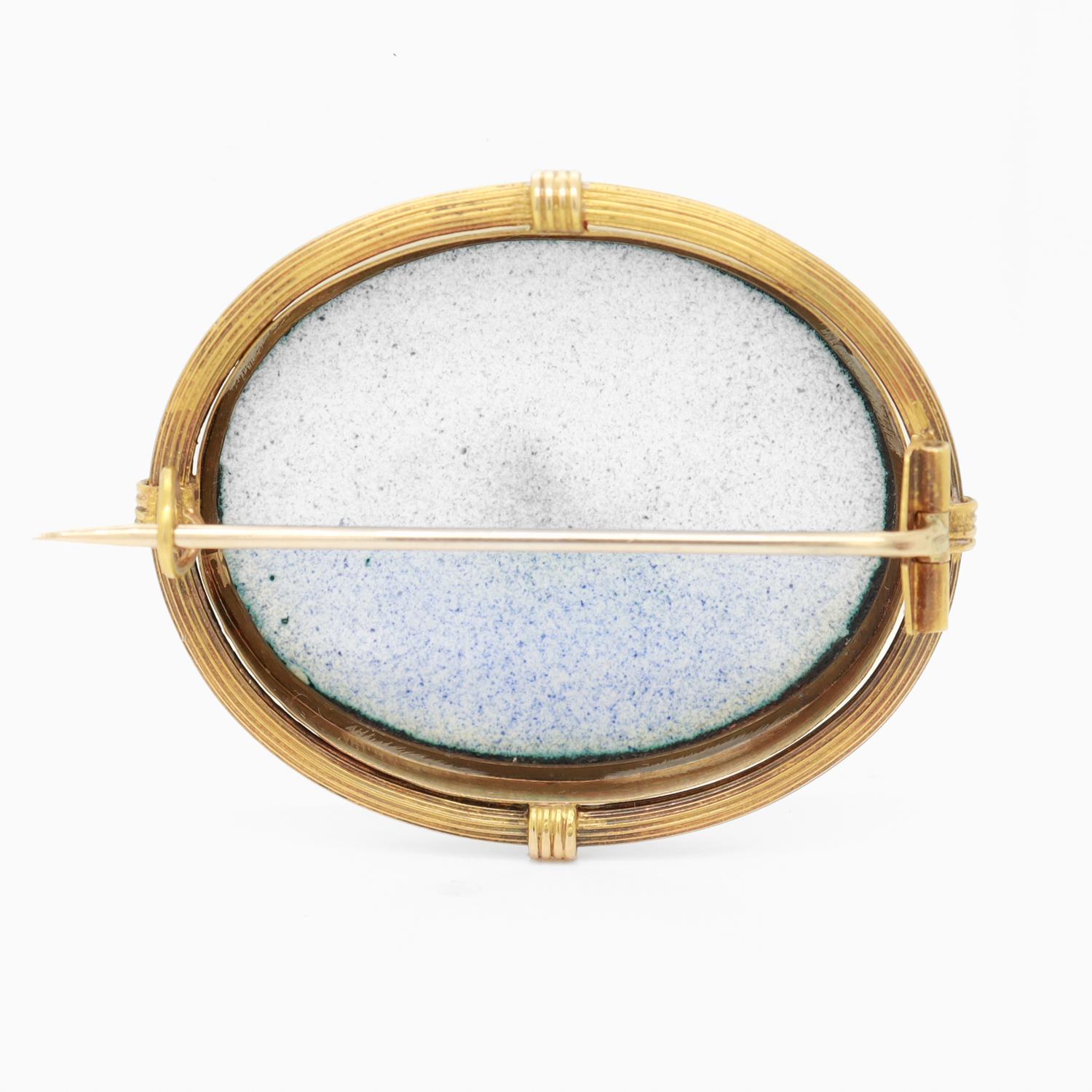 Women's Antique Swiss Enamel and 14k Gold Brooch with a Mont Blanc Scene For Sale