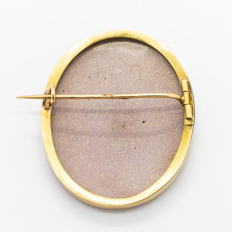 Antique Swiss Enamel Gold Brooch For Sale at 1stdibs