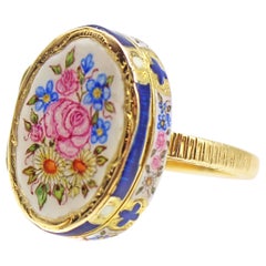 Antique Swiss Enamel Hidden Compartment Ring