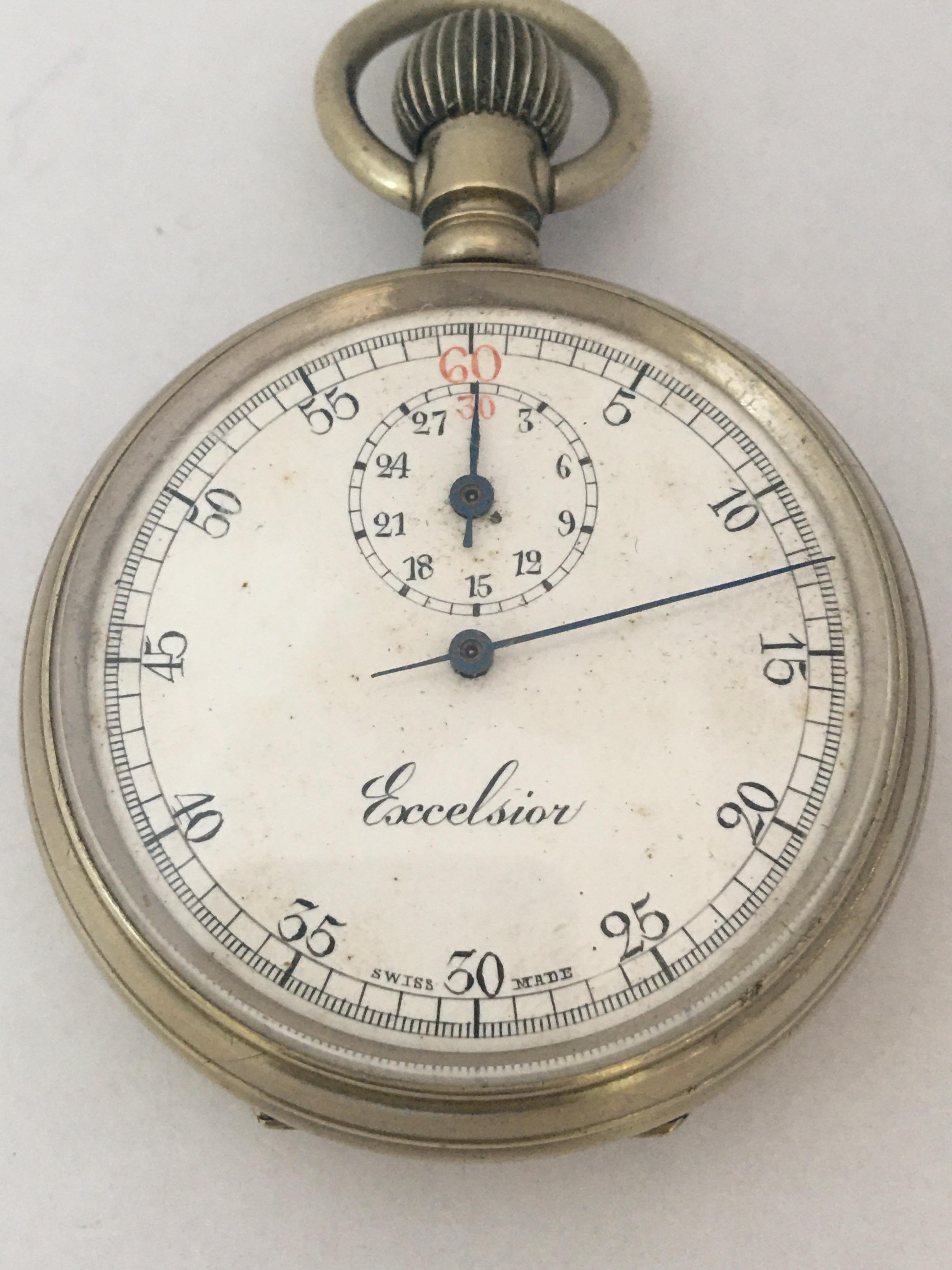 Antike Schweizer Flyback-Taschen-Stoppuhr 6